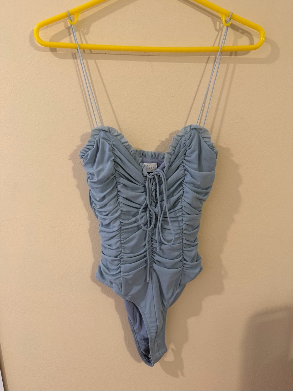 American Threads Light Blue Ruched Bodysuit NEVER WORN